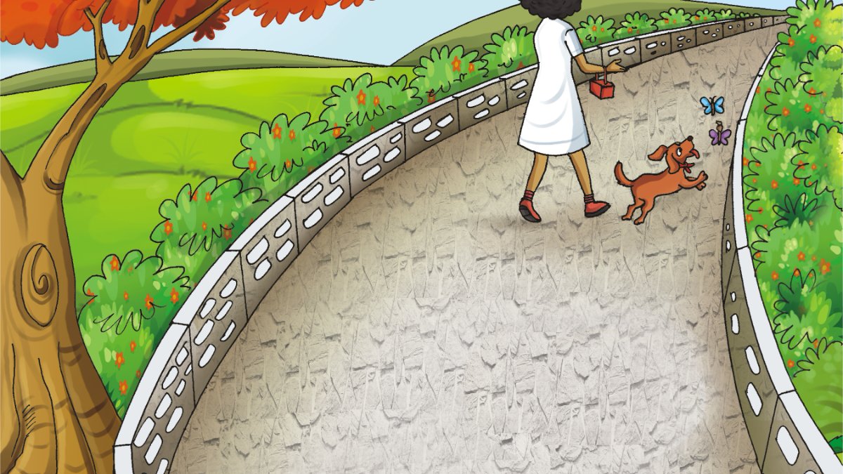 Ena walking with her dog Doc